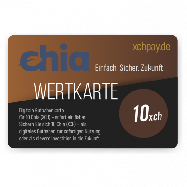 Digitale Guthabenkarte für 10 Chia (XCH) – sofort einlösbar